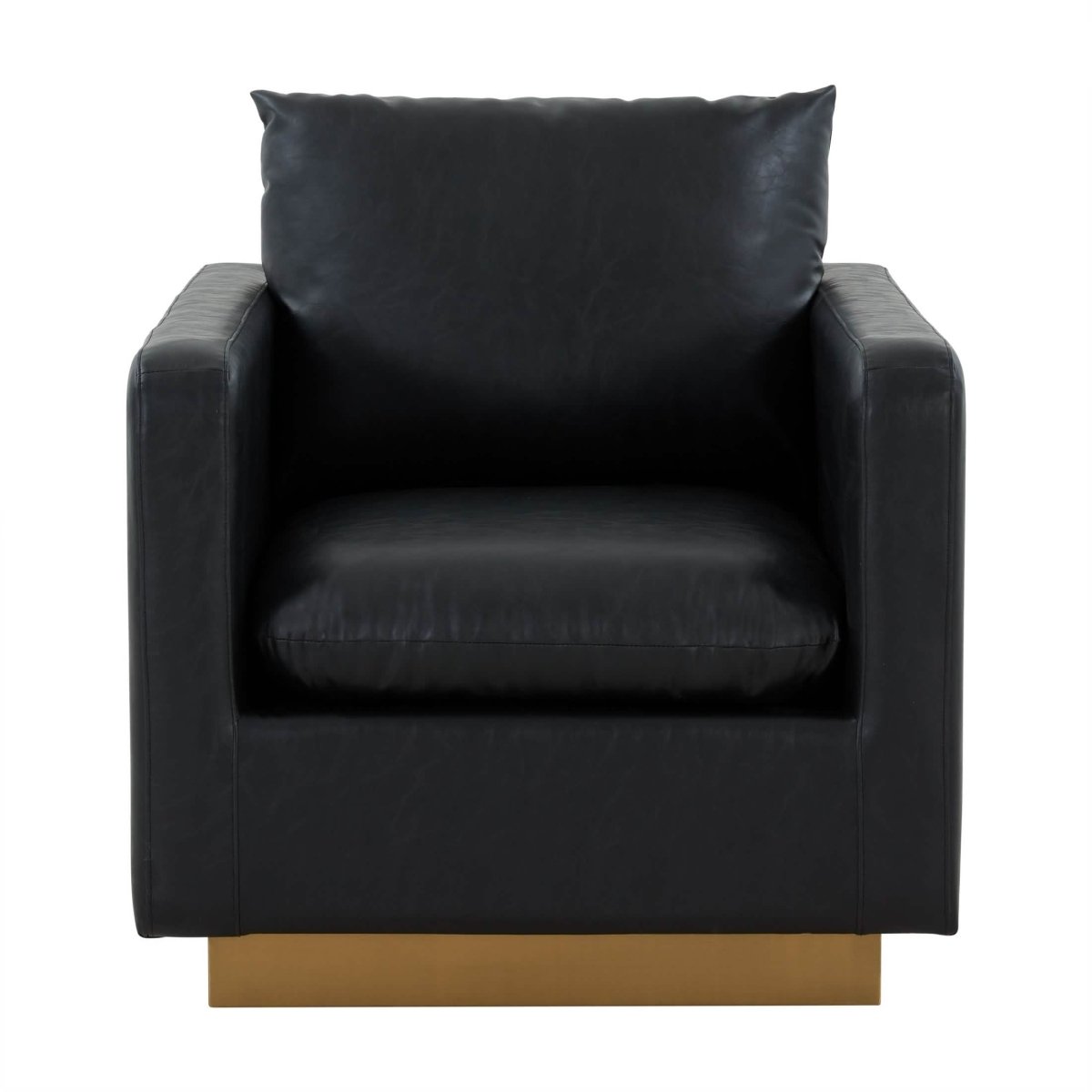 Nervo Modern Mid - Century Upholstered Velvet/Leather Accent Chair with Gold Base