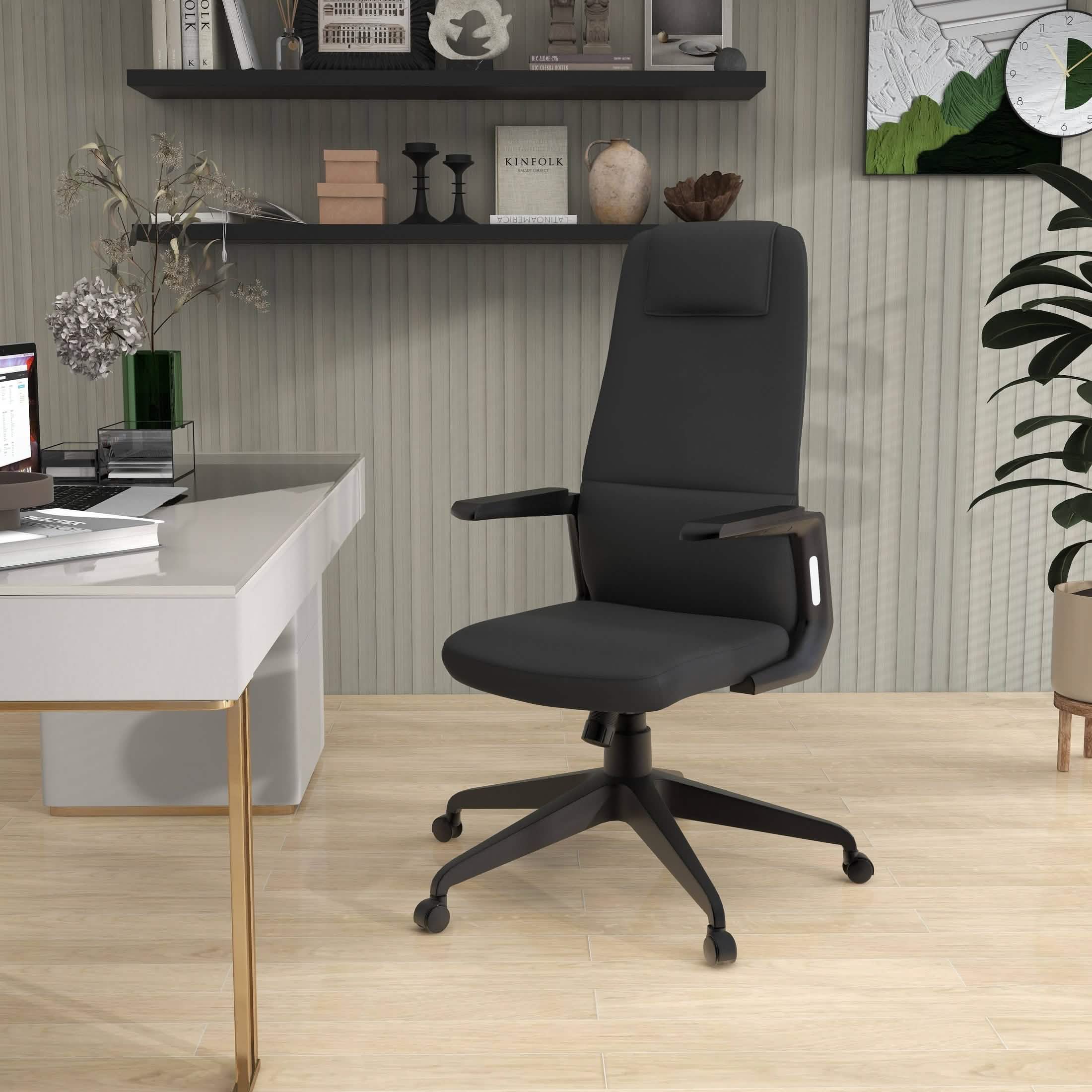 Nexa High - Back Conference Office Chair in Leather/Polyester Adjustable Height Swivel and Tilt