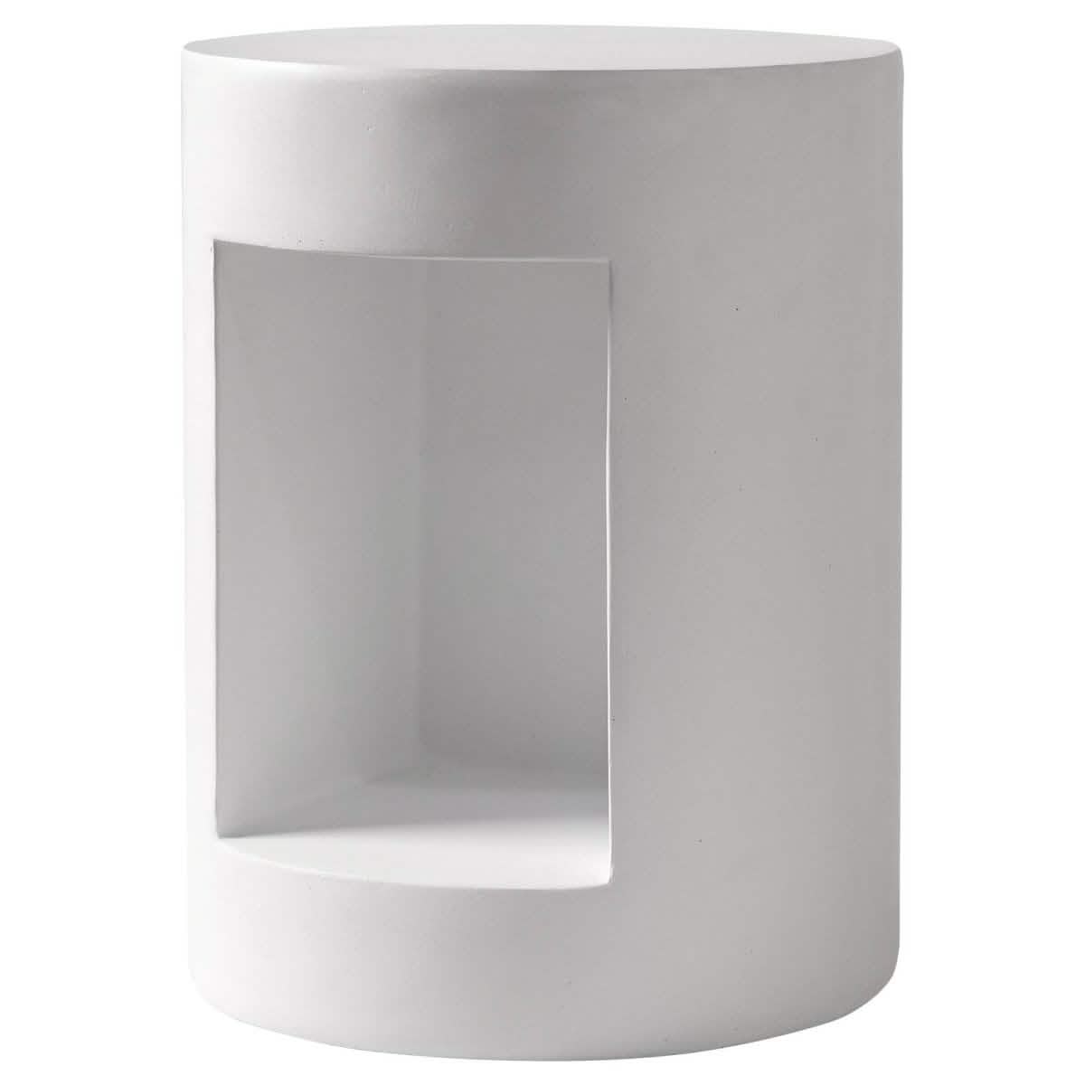 Nook 14" Wide Round Fiberstone Side Table With Open Storage Compartment