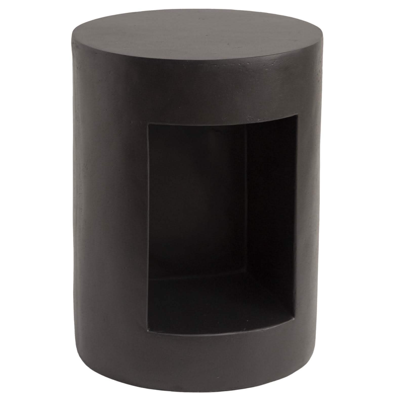 Nook 14" Wide Round Fiberstone Side Table With Open Storage Compartment