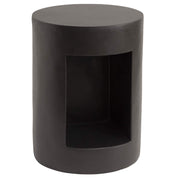 Nook 14" Wide Round Fiberstone Side Table With Open Storage Compartment