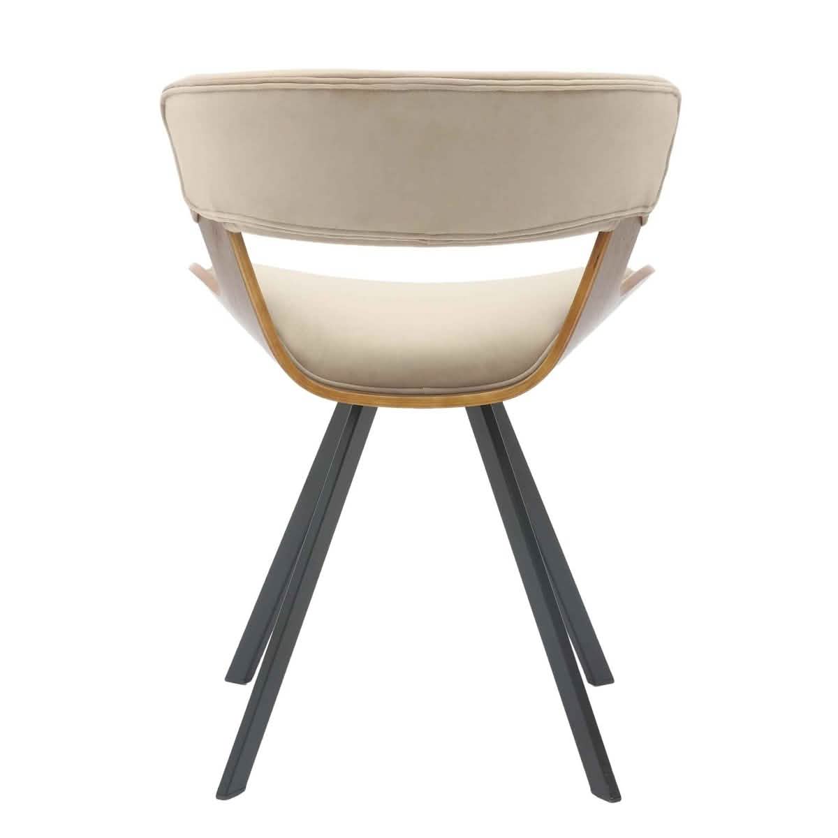 Nymia Modern Upholstered Dining Chair With Saddle Seat Design and Iron Legs
