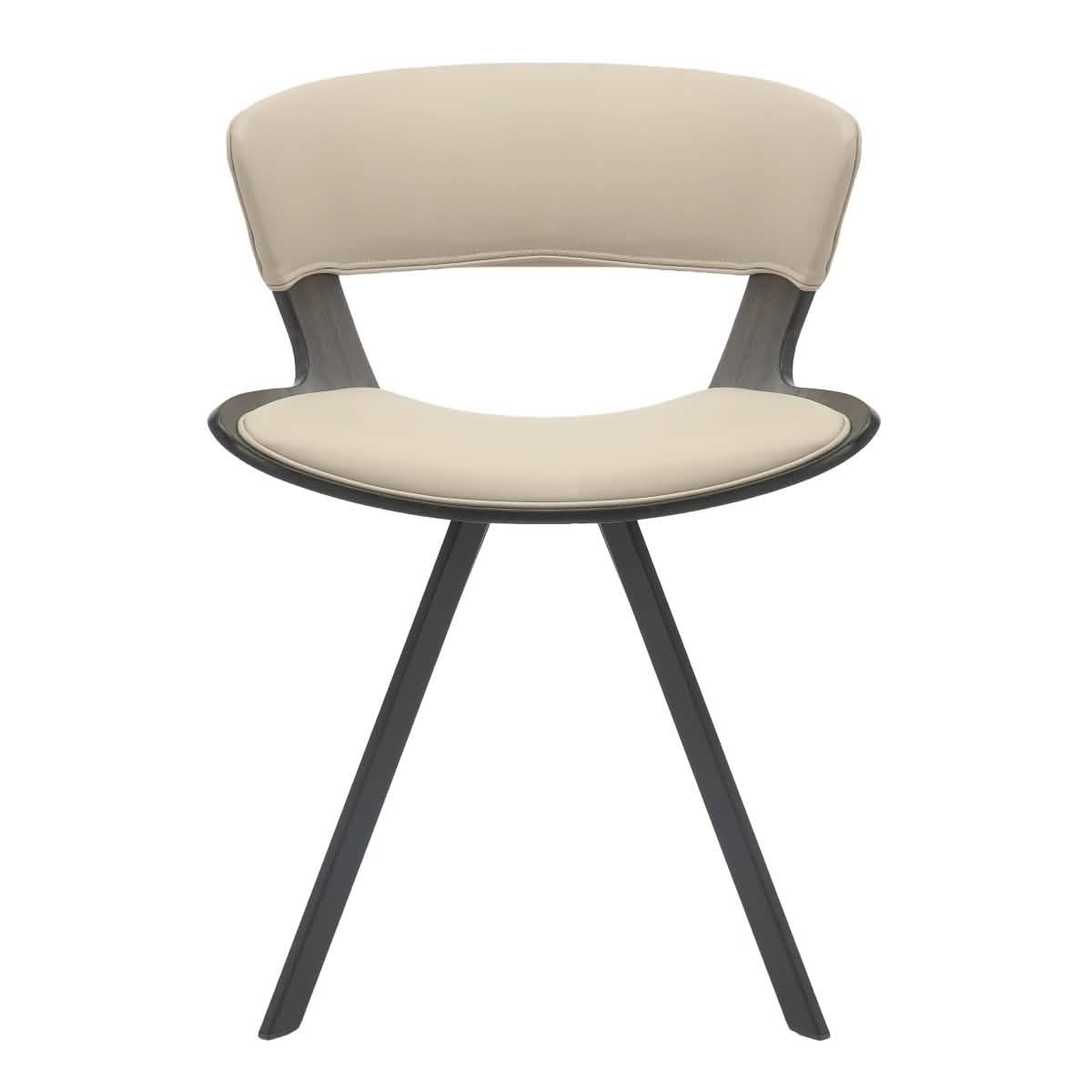 Nymia Modern Upholstered Dining Chair With Saddle Seat Design and Iron Legs