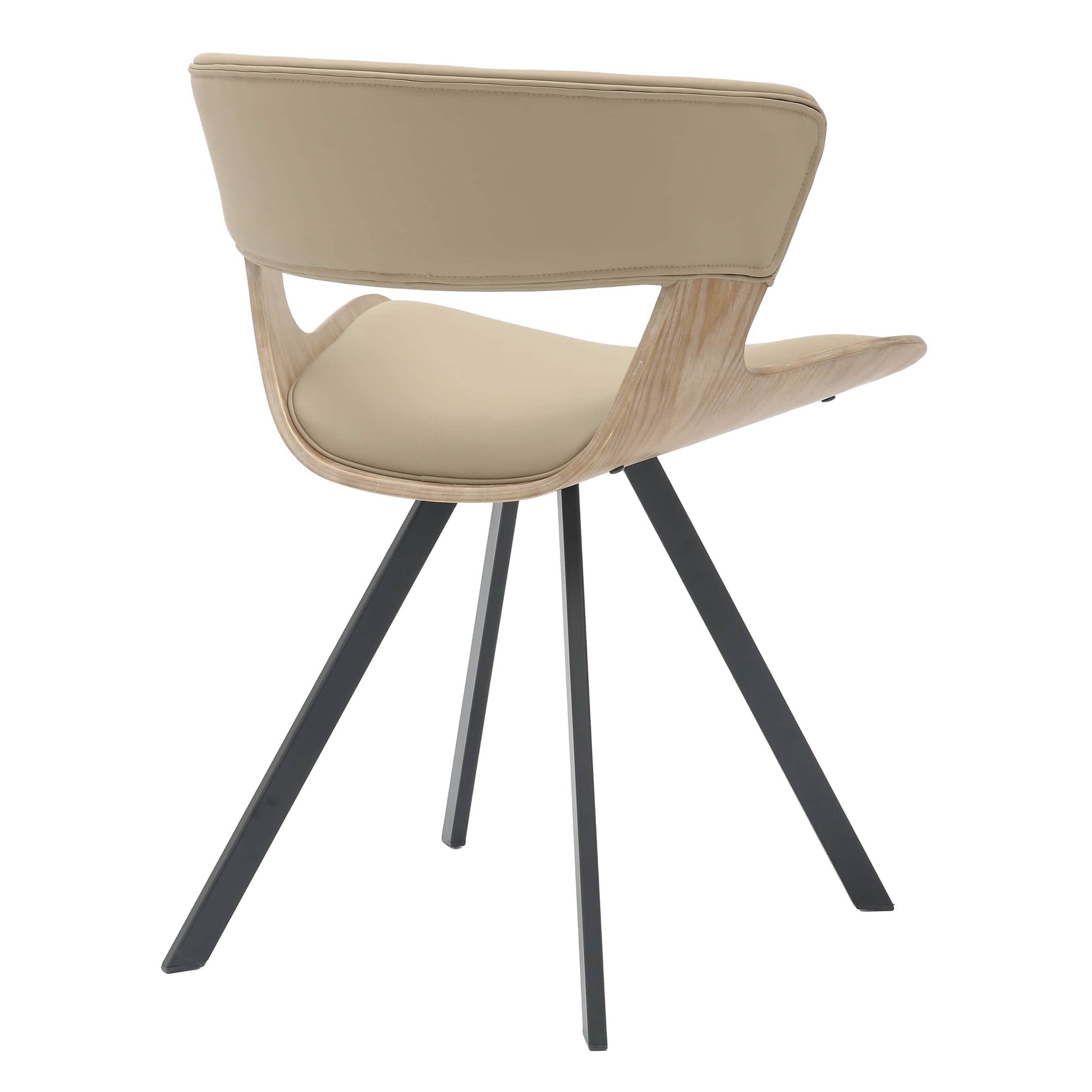 Nymia Modern Upholstered Dining Chair With Saddle Seat Design and Iron Legs