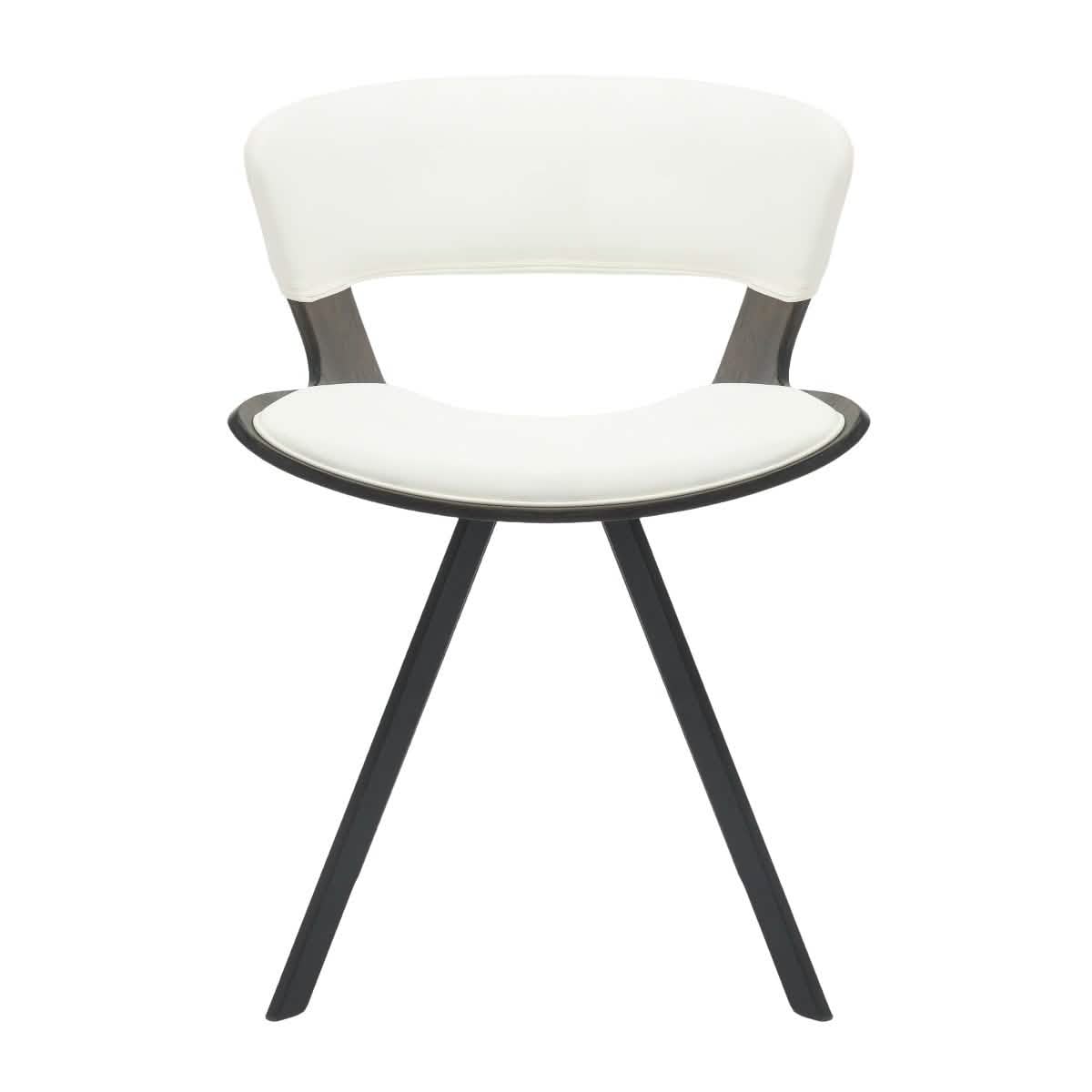 Nymia Modern Upholstered Dining Chair With Saddle Seat Design and Iron Legs