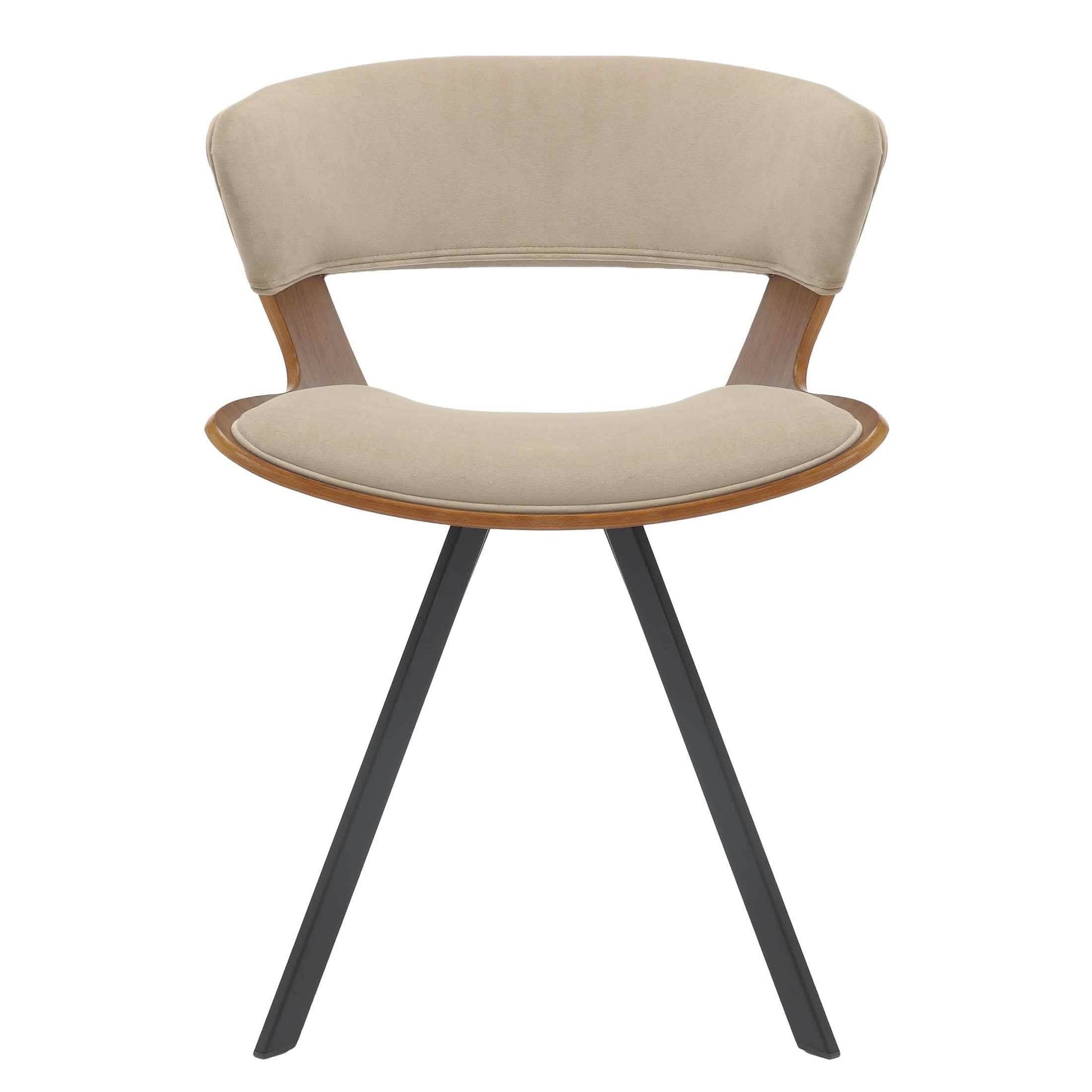 Nymia Modern Upholstered Dining Chair With Saddle Seat Design and Iron Legs