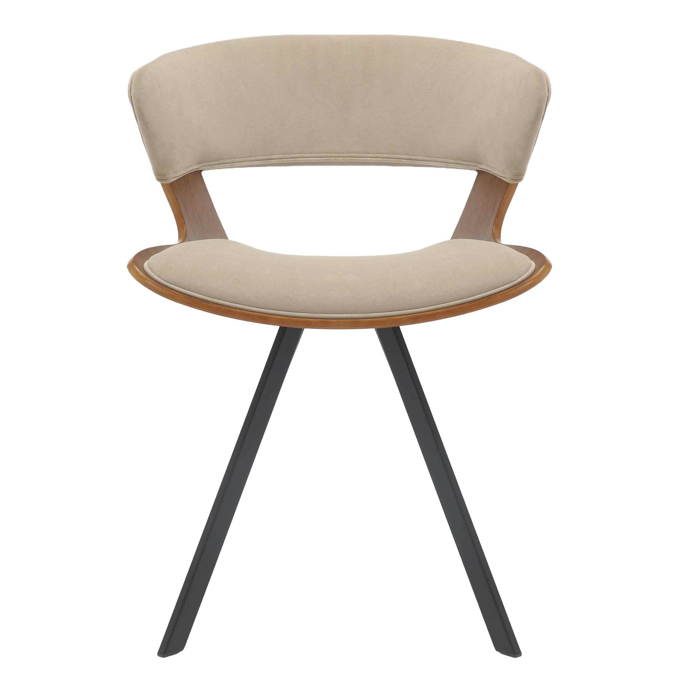 Nymia Modern Upholstered Dining Chair With Saddle Seat Design and Iron Legs