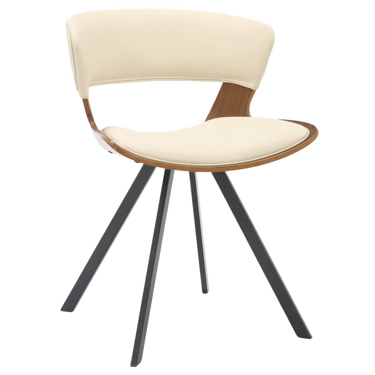 Nymia Modern Upholstered Dining Chair With Saddle Seat Design and Iron Legs