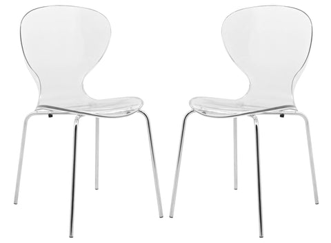 Modern Oyster Transparent Side Chair Set of 2