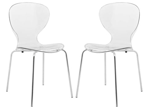 Modern Oyster Transparent Side Chair Set of 2