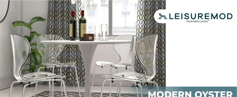 Modern Oyster Transparent Side Chair Set of 2