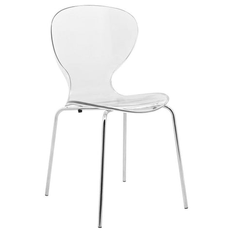 Oyster Modern Stackable Dining Side Chair with Chrome/White/Black Stainless Steel Legs