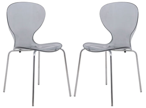Modern Oyster Transparent Side Chair Set of 2