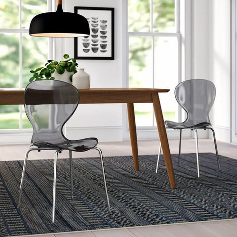 Modern Oyster Transparent Side Chair Set of 2