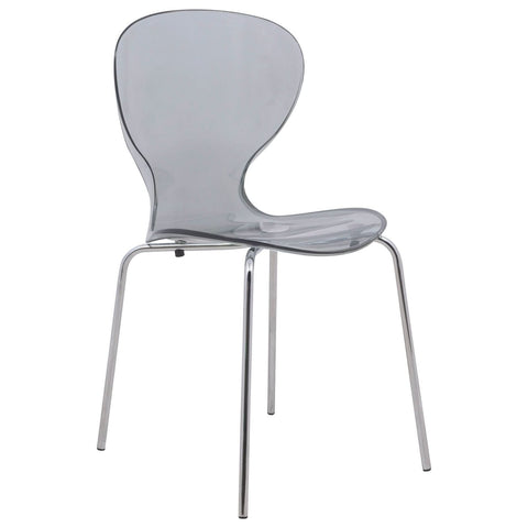Oyster Modern Stackable Dining Side Chair with Chrome/White/Black Stainless Steel Legs