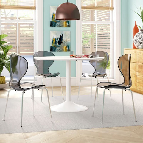 Oyster Modern Stackable Dining Side Chair with Chrome/White/Black Stainless Steel Legs