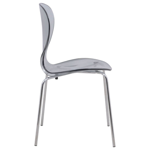 Oyster Modern Stackable Dining Side Chair with Chrome/White/Black Stainless Steel Legs