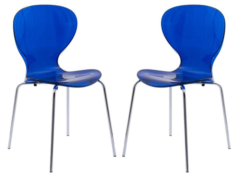 Modern Oyster Transparent Side Chair Set of 2