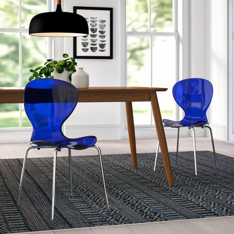 Modern Oyster Transparent Side Chair Set of 2