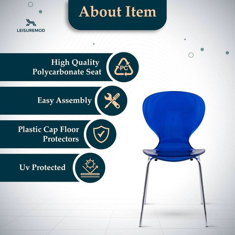 Oyster Modern Stackable Dining Side Chair with Chrome/White/Black Stainless Steel Legs