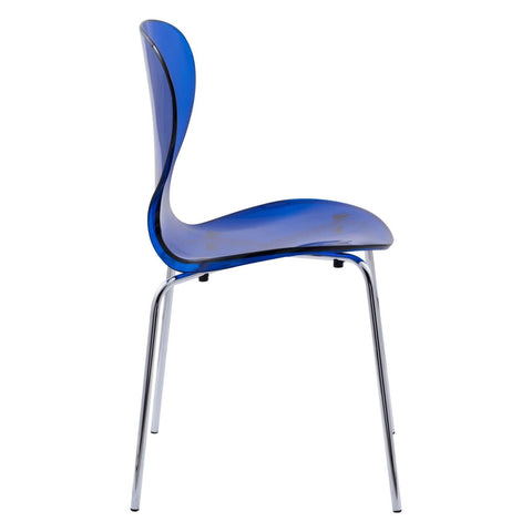 Oyster Modern Stackable Dining Side Chair with Chrome/White/Black Stainless Steel Legs