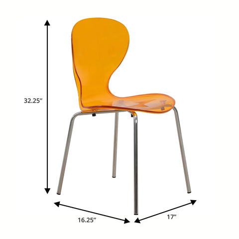 Modern Oyster Transparent Side Chair Set of 2