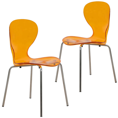 Modern Oyster Transparent Side Chair Set of 2