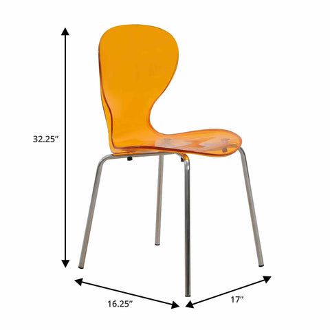 Oyster Modern Stackable Dining Side Chair with Chrome/White/Black Stainless Steel Legs