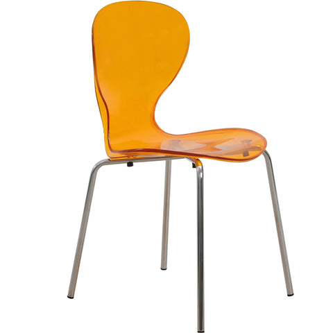 Oyster Modern Stackable Dining Side Chair with Chrome/White/Black Stainless Steel Legs