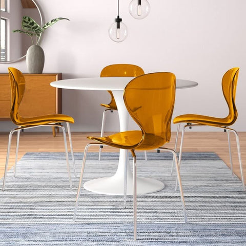 Oyster Modern Stackable Dining Side Chair with Chrome/White/Black Stainless Steel Legs