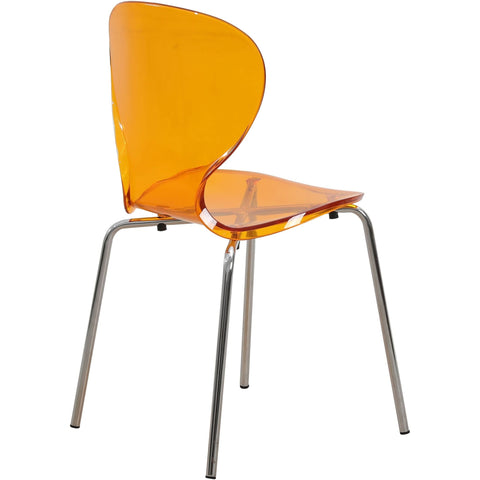 Oyster Modern Stackable Dining Side Chair with Chrome/White/Black Stainless Steel Legs
