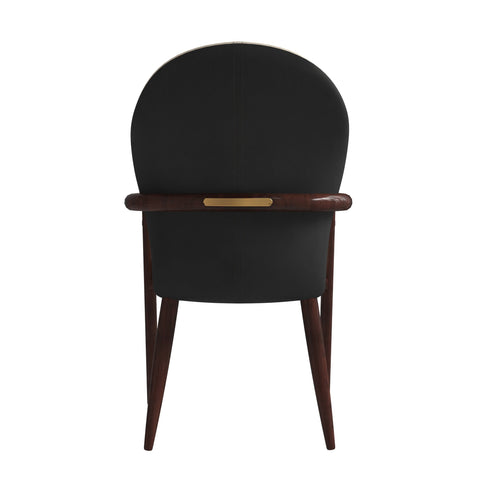 Opaline Dining Chair in Velvet or Leather Upholstery with Rubberwood Frame with Gold Accents
