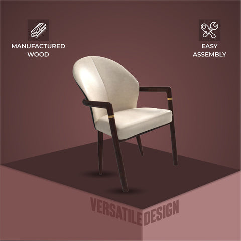 Opaline Dining Chair in Velvet or Leather Upholstery with Rubberwood Frame with Gold Accents