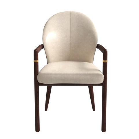Opaline Dining Chair in Velvet or Leather Upholstery with Rubberwood Frame with Gold Accents
