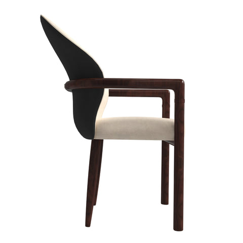 Opaline Dining Chair in Velvet or Leather Upholstery with Rubberwood Frame with Gold Accents