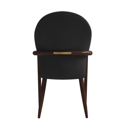 Opaline Dining Chair in Velvet or Leather Upholstery with Rubberwood Frame with Gold Accents