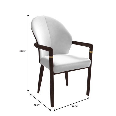 Opaline Dining Chair in Velvet or Leather Upholstery with Rubberwood Frame with Gold Accents