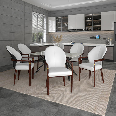 Opaline Dining Chair in Velvet or Leather Upholstery with Rubberwood Frame with Gold Accents