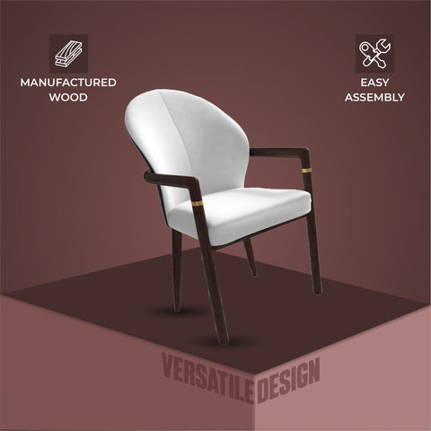 Opaline Dining Chair in Velvet or Leather Upholstery with Rubberwood Frame with Gold Accents