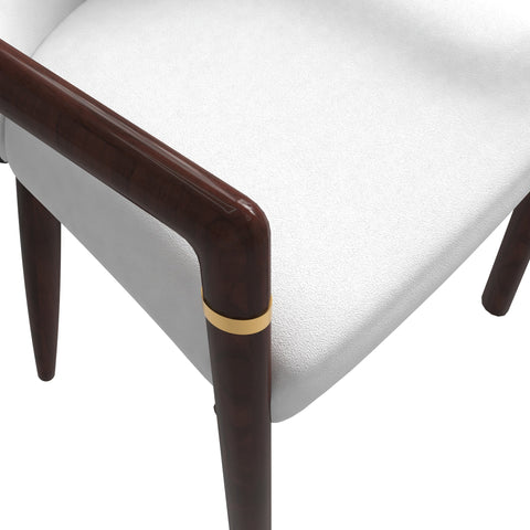 Opaline Dining Chair in Velvet or Leather Upholstery with Rubberwood Frame with Gold Accents