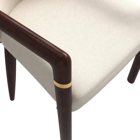 Opaline Dining Chair in Velvet or Leather Upholstery with Rubberwood Frame with Gold Accents