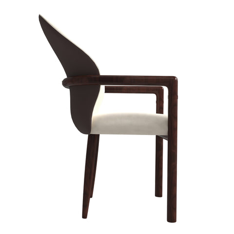 Opaline Dining Chair in Velvet or Leather Upholstery with Rubberwood Frame with Gold Accents