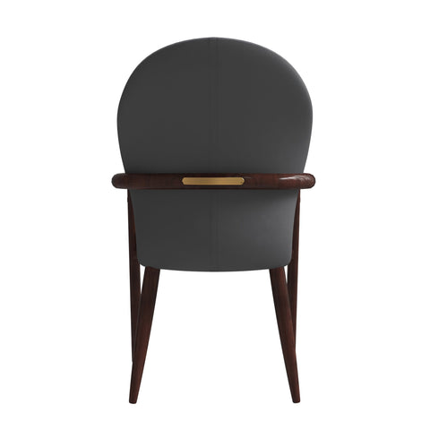 Opaline Dining Chair in Velvet or Leather Upholstery with Rubberwood Frame with Gold Accents