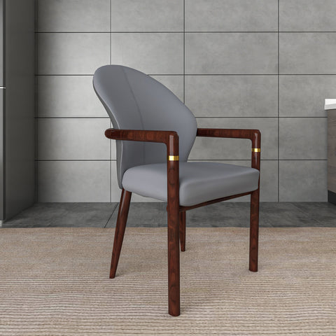 Opaline Dining Chair in Velvet or Leather Upholstery with Rubberwood Frame with Gold Accents