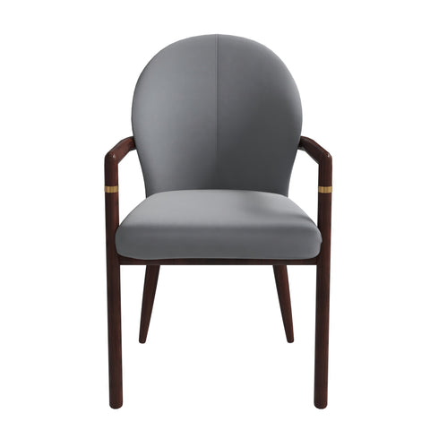 Opaline Dining Chair in Velvet or Leather Upholstery with Rubberwood Frame with Gold Accents