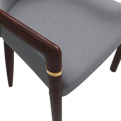 Opaline Dining Chair in Velvet or Leather Upholstery with Rubberwood Frame with Gold Accents