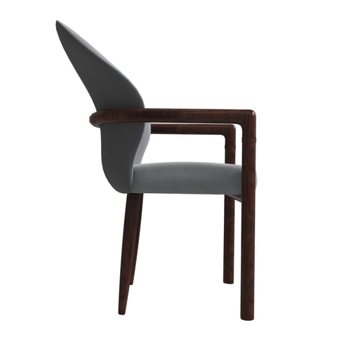 Opaline Dining Chair in Velvet or Leather Upholstery with Rubberwood Frame with Gold Accents
