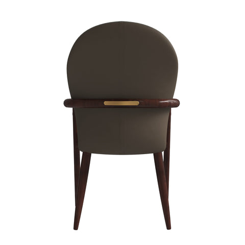 Opaline Dining Chair in Velvet or Leather Upholstery with Rubberwood Frame with Gold Accents