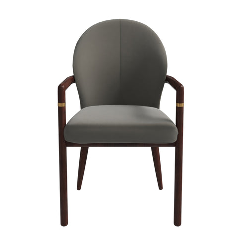 Opaline Dining Chair in Velvet or Leather Upholstery with Rubberwood Frame with Gold Accents