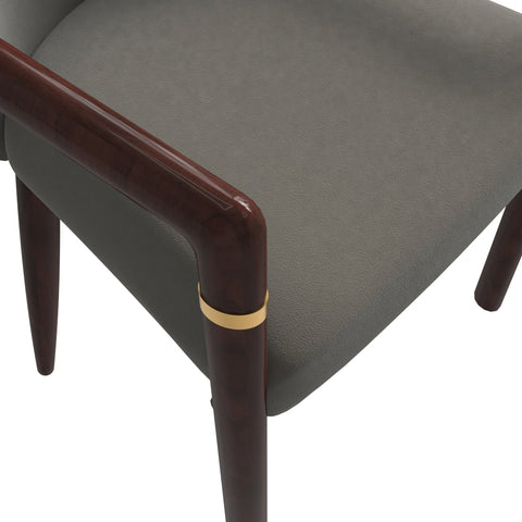Opaline Dining Chair in Velvet or Leather Upholstery with Rubberwood Frame with Gold Accents
